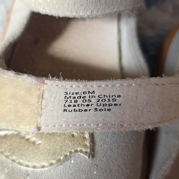 Livie & Luca Metallic Beige Mary Janes with Gold Bird Accent - Picture 5 of 5